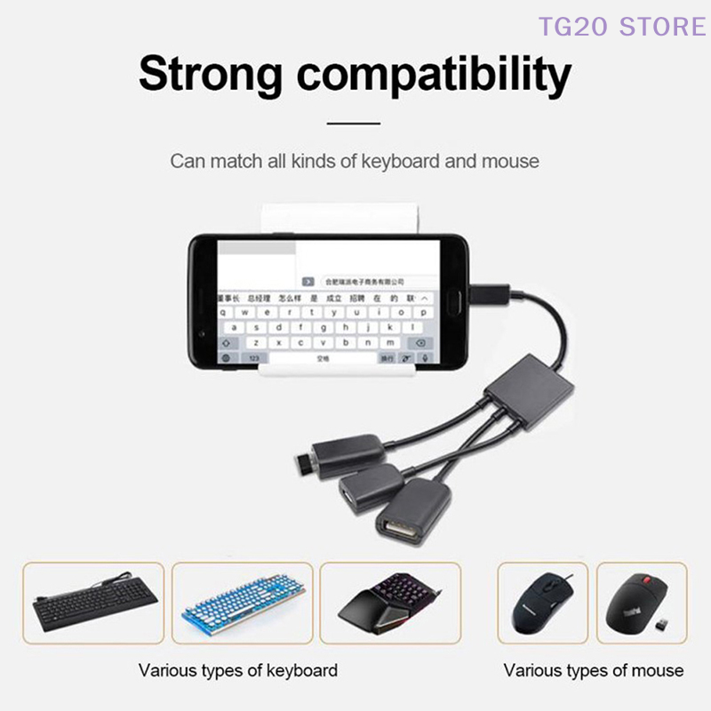 3in1 Micro USB To 2 OTG 3 Port - Gaming Keyboard Type C review and price
